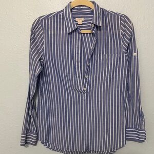 J. Crew Navy and White Striped Shirt